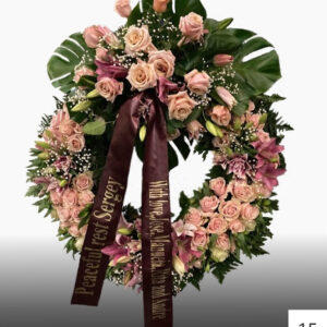 Круг из живых цветов №15